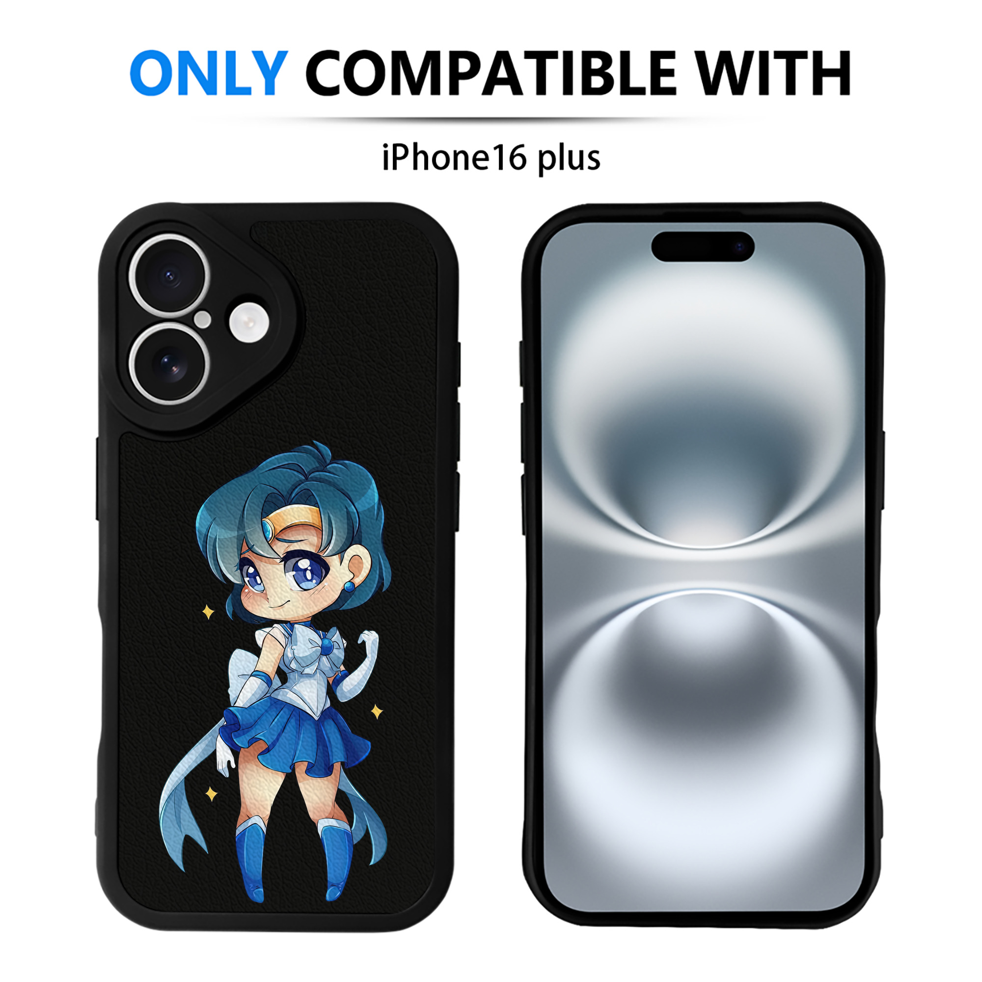 （画像用） 美少女戦士セーラームーン 水野 亜美 みずの あみ Sailor Moon Mizuno Ami 【iPhone 16シリーズ対応】シリコンスマホケース（レザー調） 材質：シリコン